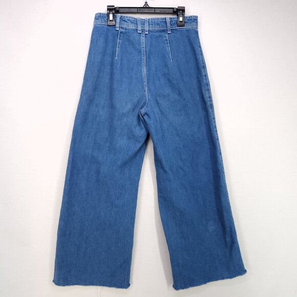 Urban Outfitters BDG Jeans Super Wide Leg Button Fly High Waist Raw Hem Size 25 - Picture 2 of 13